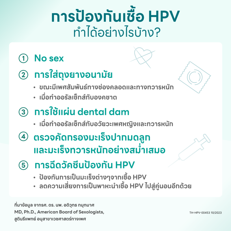วิธีการป้องกันการติดเชื้อไวรัส HPV